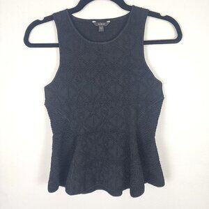 Guess Ponte Knit Peplum Open Back Blouse S